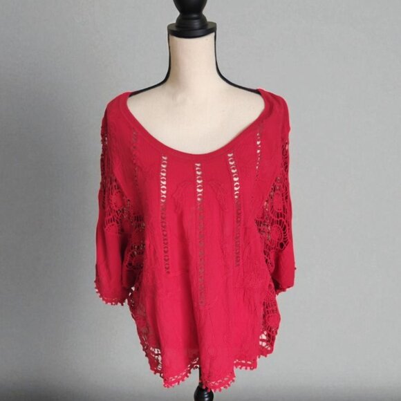 Coco + Carmen Tops - Coco + Carmen Boho Crochet Tunic Top S/M – 100% Cotton
